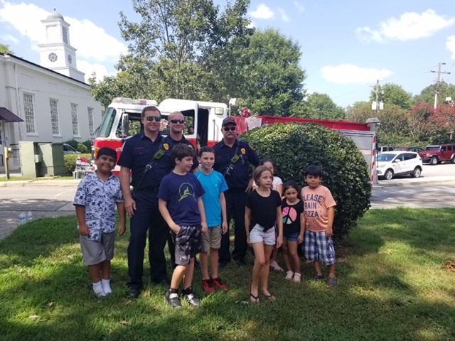 Fire Trucks welcomed at Young Harris UMC on Sunday, August 26. Ebenezer Ministry hosted a Community Cook-out at Young Harris.