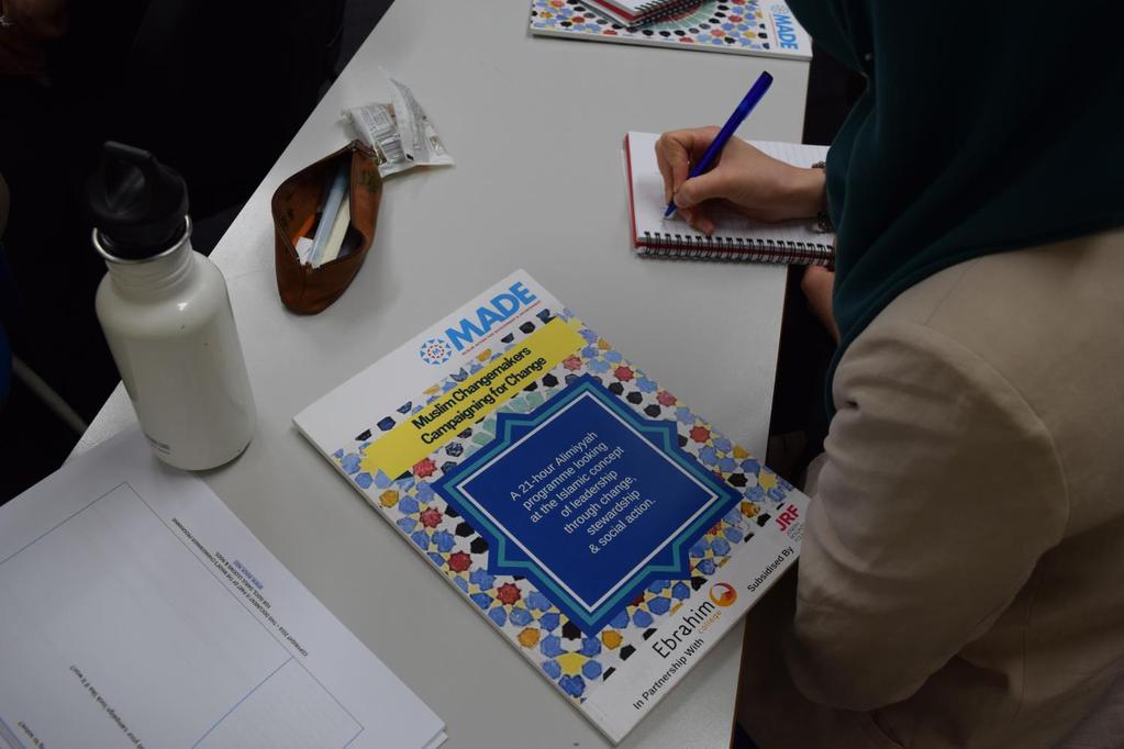 Changemaker Course Highlights This year, the changemaker tailored course has been delivered to 44 trainee scholars, 21 members of the General Public, and 81 Islamic Society Students in Manchester and