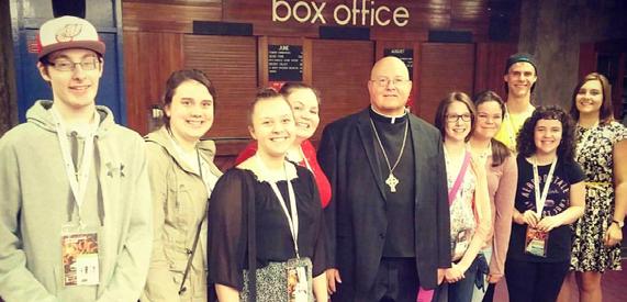 This Summer in the Diocese Page 6 Adventures in Youth: Celebrating at Steubenville Atlantic Youth from the Diocese of Antigonish, here on the Dalhousie University campus with Bishop Brian Dunn, spent
