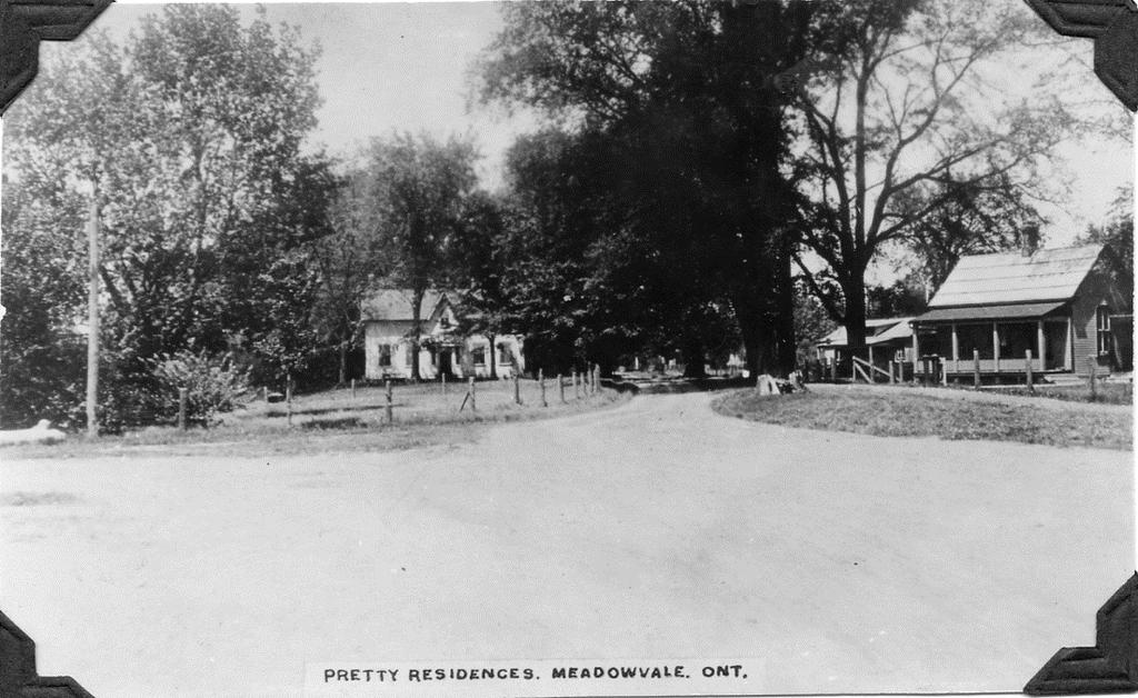 Post card entitled Pretty Residences, Meadowvale, Ont. c. 1920 (PAMA) There is a great deal of similarity to the post card Pretty Residences and Chavignaud s Road into the Village as seen in comparing the two images.