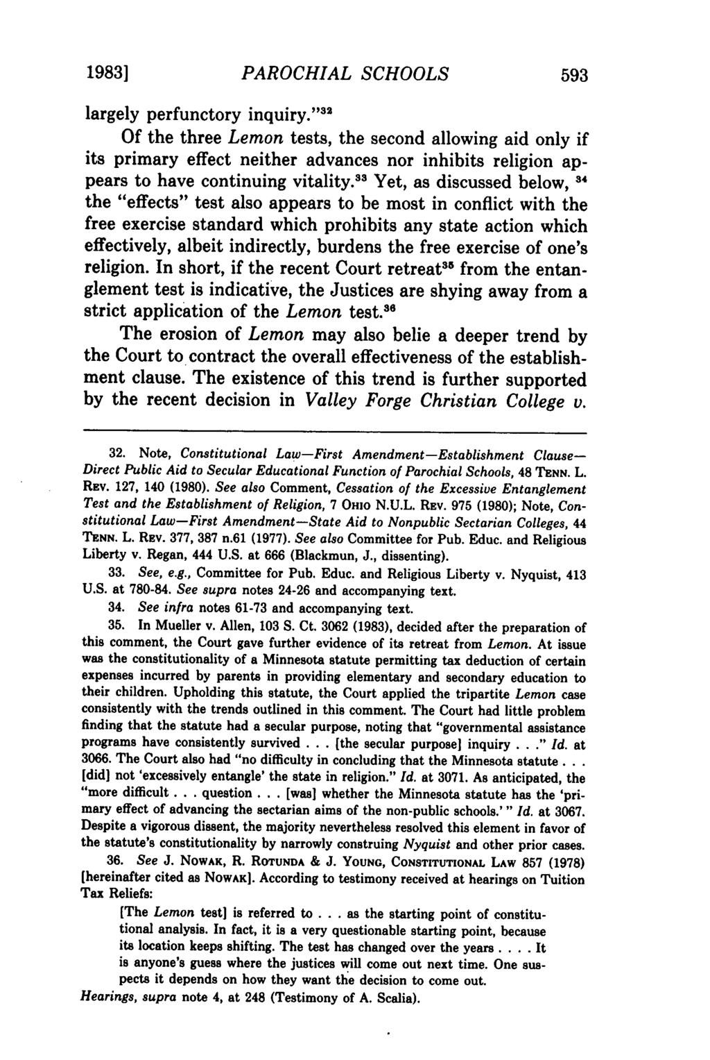 1983] PAROCHIAL SCHOOLS 593 largely perfunctory inquiry.