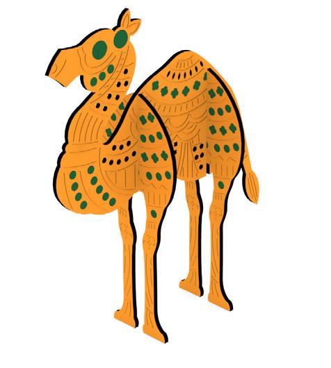 CAMEL An iconic Indian Animal found in Deserts of Rajasthan, India. Engraving design inspired by Madhubani Paintings. Assembly time 1-2 minutes.