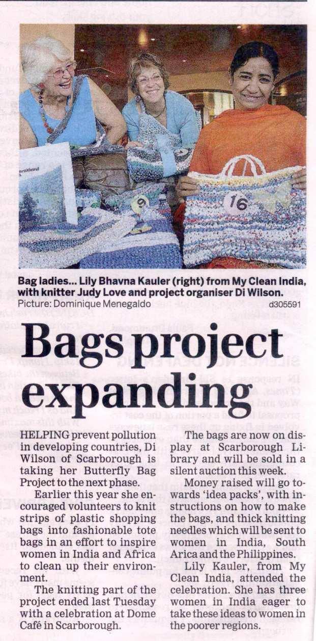 Shoppin g bags, though being phased out in many cities, remain a litter problem so Butterfly Bags were created as a project.