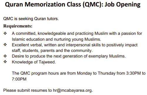 Weekend Islamic School Part-Time Admin Wanted Job Description: Organize and maintain school materials (books, forms, supplies, etc) Organize and maintain electronic and paper based