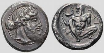 Naxos. Tetradrachm, around 461 460. Extremely fine. Estimate: 100000,- CHF. Price realized: 145000,- CHF. From Hess Divo AG Auction 329 (2015), no. 20.