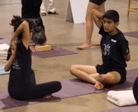 Two young students did a general practice, doing asanas in tandem.