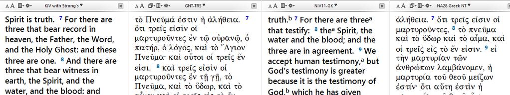 Textual Differences 1Jn 5:7 The Textus Receptus/KJV/NKJV text