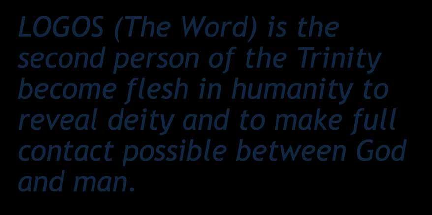 LOGOS (The Word) is the second person of the Trinity become flesh in