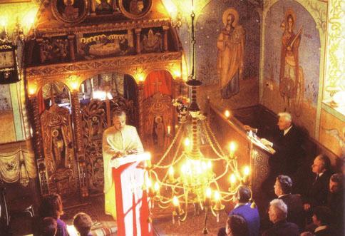Worship at a Romanian Orthodox church