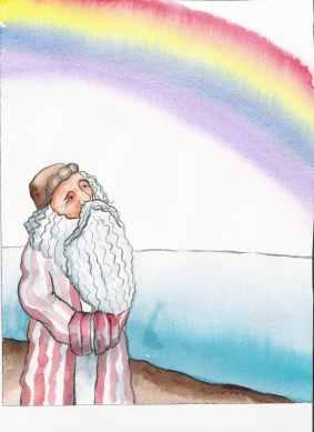 When the rain finally stopped, Noah was able to get off the boat. He saw a beautiful rainbow: God s promise to us all that he would never flood the earth again. Noah had faith in God.