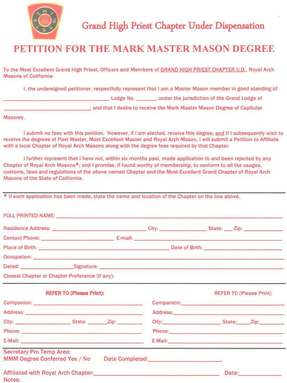 Mark Master Petition October