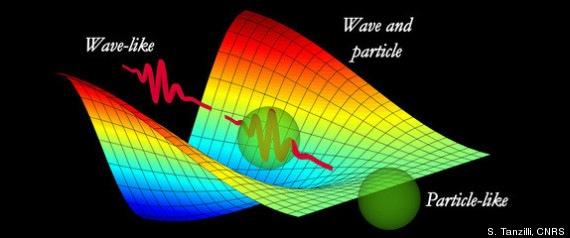 This illustration shows the dual nature of light, which acts like both particles and waves.