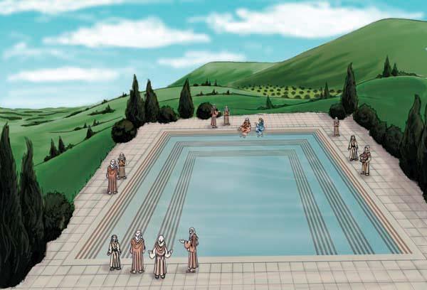 The pool had two phases. The stone steps are part of the second phase.