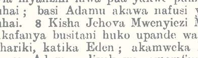 A section of Matthew chapter 1 in Swahili Arabic script, 1891 for many years; portions of the Bible were published in it.