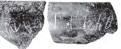 Tamil-Brahmi inscriptions. Several pieces of pottery have inscriptions in Brahmi, which was used to write Tamil. Small tanks have been found that were probably dyeing vats, used to dye cloth.