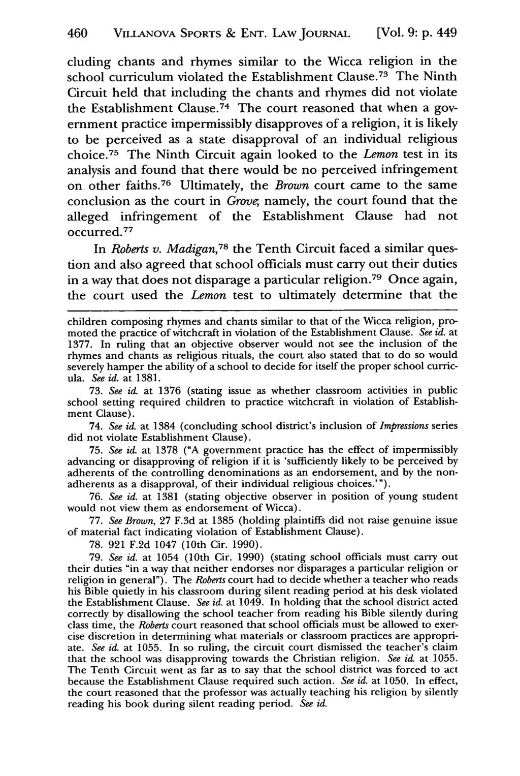 460 VILLANOVA Jeffrey S. Moorad SPORTS Sports & Law ENT. Journal, LAW Vol. 9, JOURNAL Iss. 2 [2002], Art. 8 [Vol. 9: p.