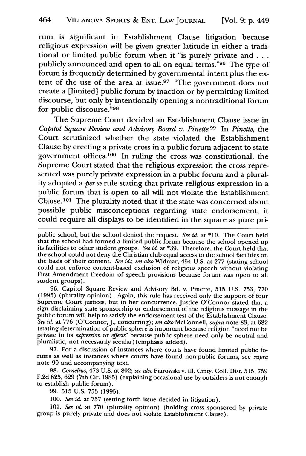 464 VILLANovA Jeffrey S. Moorad SPORTS Sports & Law ENT. Journal, LAw Vol. 9, JOURNAL Iss. 2 [2002], Art. 8 [Vol. 9: p.