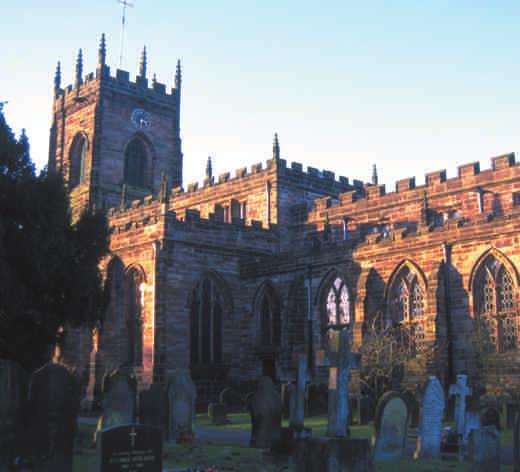Formerly the Chapel of Ease of Penkridge and twice burnt down and rebuilt, the present building still retains a 12th century chancel.