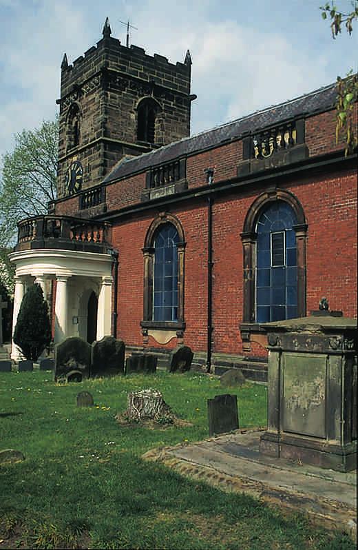 The most prominent feature on the exterior of the church is a semicircular porch resting on four columns.