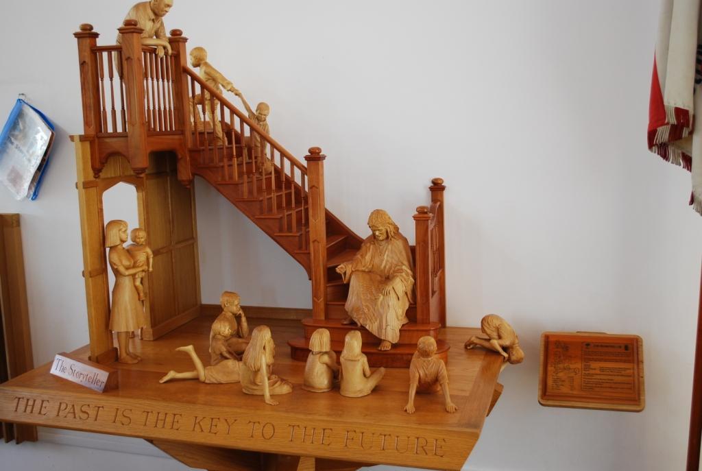 The Storyteller In the corner of the chapel the Essex Woodcarvers have created 'The Storyteller,' this