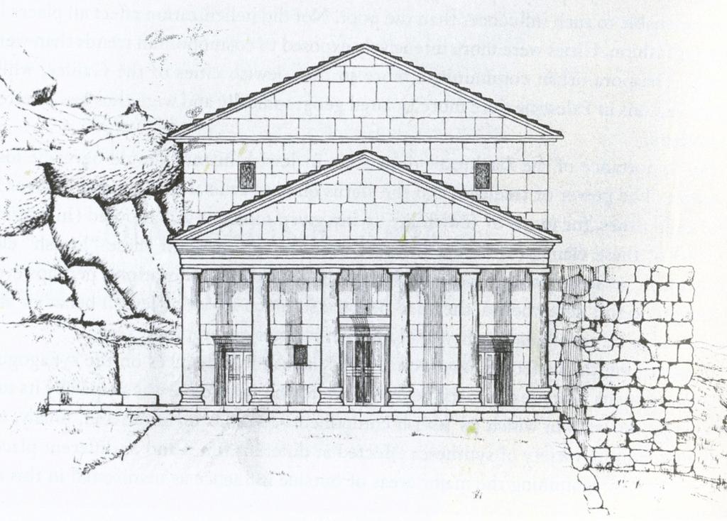 Reconstruction of the façade of the synagogue at Meiron, central Galilee, 3 rd -4 th century A.D.