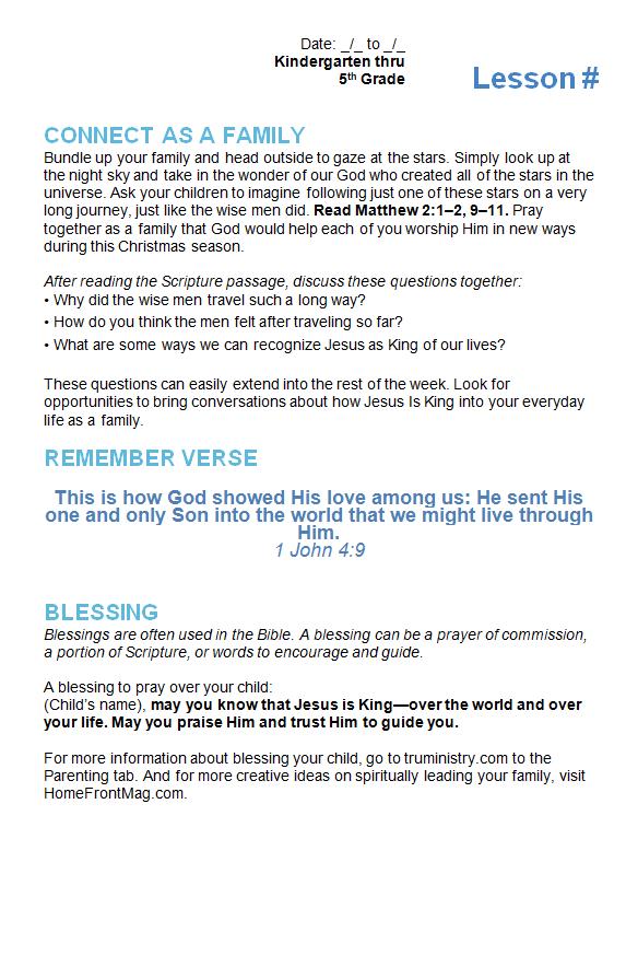 This section includes a section to read with questions and sometimes a quick activity to make the lessons point. We teach the memory verse through song and hand motions.