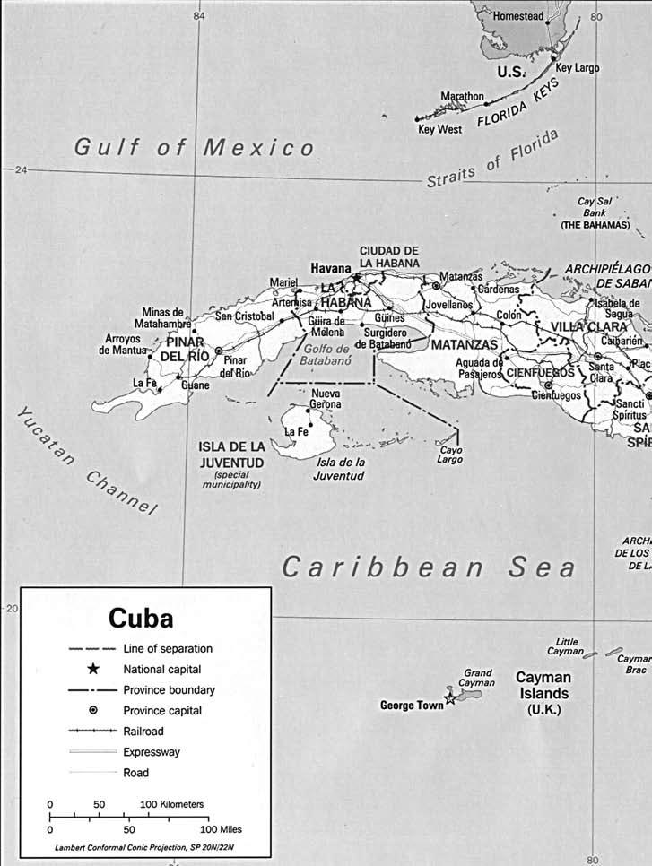 Map 1: Cuba s location within the Caribbean and its relationship to other land spaces of the region.