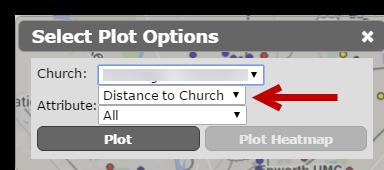 Displaying Congregants by Attributes SELECT PLOTTING FROM THE MAP TOOLS TOOLBAR Select Single Church, then select the church to plot and