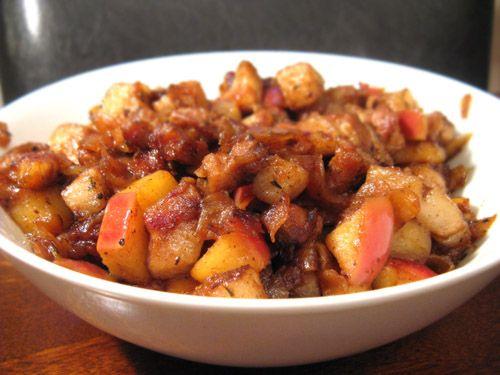 Native Recipe Apples & Bacon Two foods brought by the colonists during the 17 th Century were combined to make a delicious and popular dish for white man and red man alike.