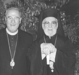 Top: Metropolitan PHILIP with Patriarch IGNATIUS IV. Bottom (left to right): Dr. George Farha, Metropolitan PHILIP, Patriarch IGNATIUS IV, Mr.