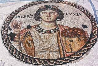 THE BEJEWELLED LADY OF SINOPE 925 Fig. 5 Megalopsychia representation on medallion of Yakto Hunt Mosaic. Daphne. Yakto village. Hatay Archaeological Museum display. Fig. 6 Representation of Ananeosis on an Antioch mosaic.