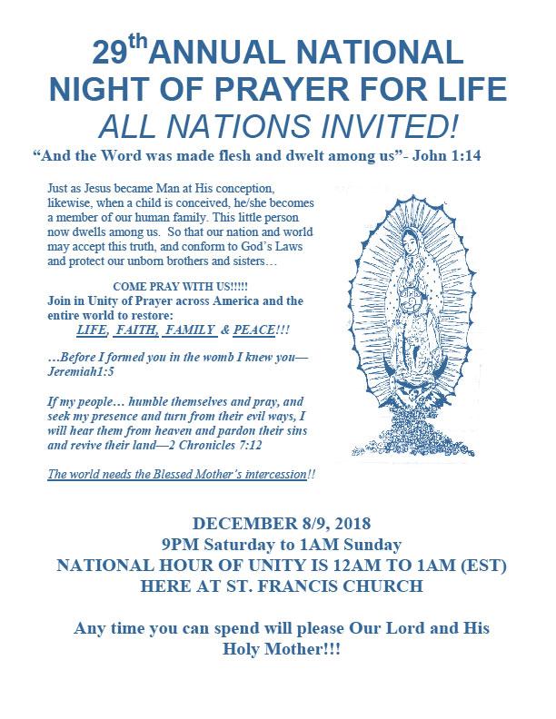 Holy Day of Obligation Feast of the Immaculate Conception of the Blessed Virgin Mary December 8th Masses: 12/7 @ 4:30pm 12/8 @ 8:30am, 12:30pm For more information contact: Buckleys @ 631-651-2619 or