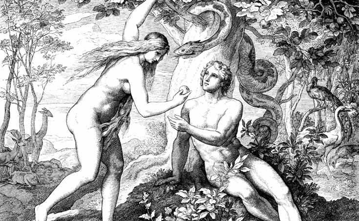 Adam and Eve eat the forbidden fruit animal sacrifice, but because no-one was perfect, this sacrifice had to be repeated.