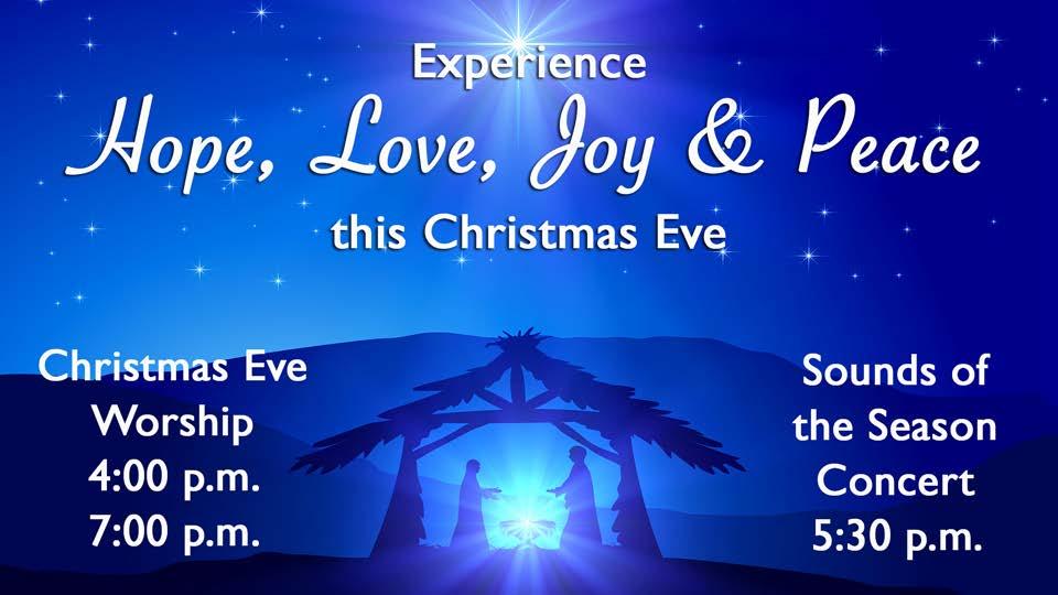 Christmas Eve Worship Services Monday, December 24, 2018 4:00 p.m. Family Worship Families are invited to enter into the holiness of Jesus birth with carols, candlelight, and special music.