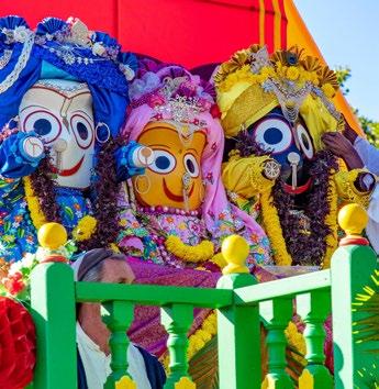 This year at Snana Yatra, Kisori found herself the pujari for Dhriti and Ajita s home Deities, Jagannatha, Baladeva and Subhadra, dressing Them in Their bathing clothes, then later in Their new