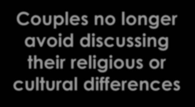 Couples no longer avoid discussing their religious or