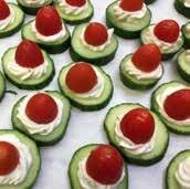 We started with cucumber slices, piped with a creamy