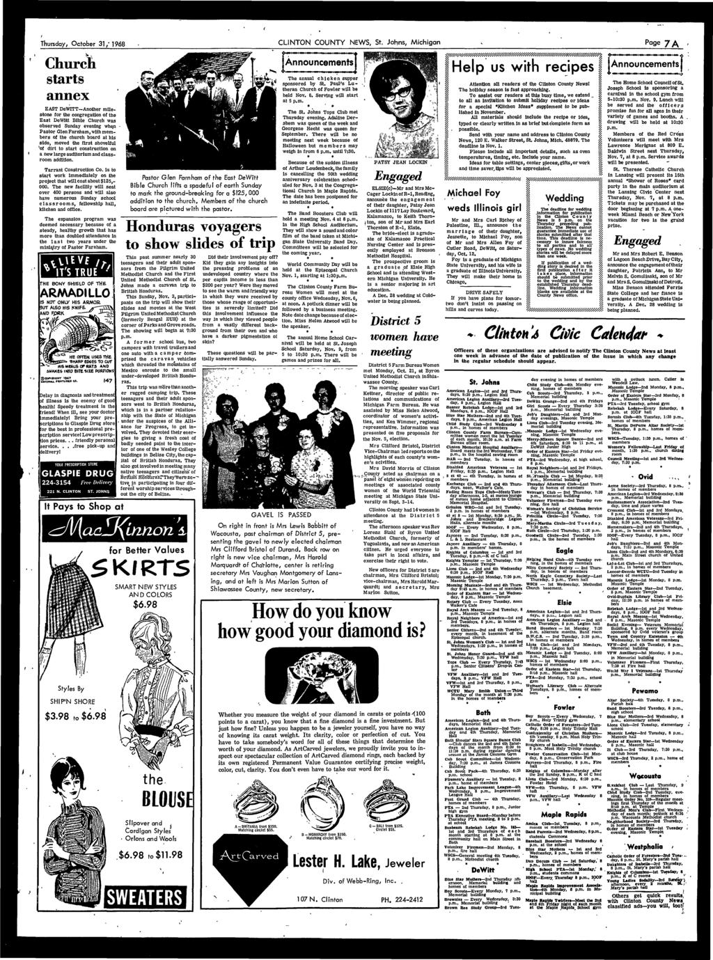 Thursday, October 31/1968 CLINTON COUNTY NEWS, St.