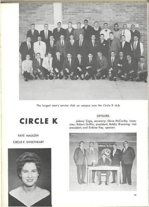 The largest men's service club on campus was the Circle K club.