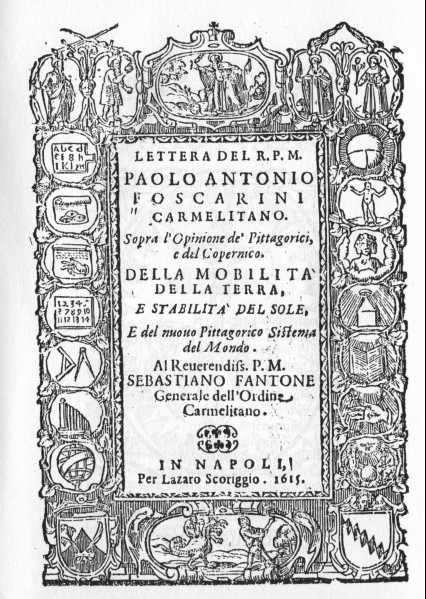 Letter of PAOLO ANTONIO FOSCARINI Carmelite over the Pythagorean and