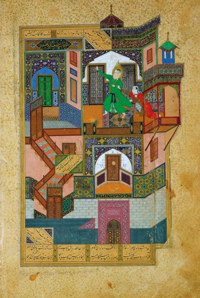 Manuscripts Bihzad, Seduction of Yusef, folio 52 verso of the Bustan of Sultan