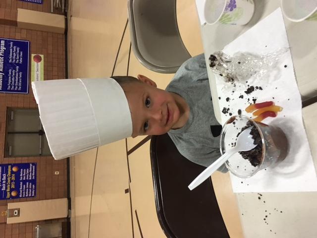 (The kitchen smelled great!) On Friday, the children created chocolate covered bananas!