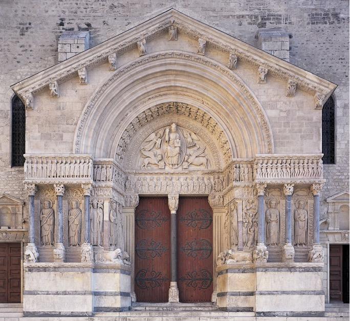 Central portal of the west facade of Saint- Trophîme, Arles,