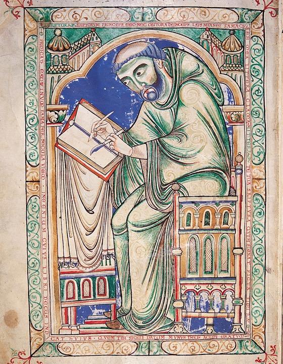EADWINE THE SCRIBE, Eadwine the scribe at work, folio 283 verso