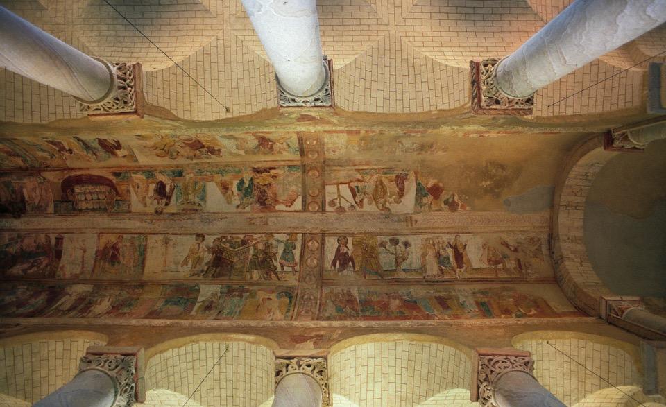 painted nave vault of the abbey church, Saint-Savin-sur-Gartempe, France, ca. 1100. Mural Paintings The subjects were drawn from the Pentateuch, the first five books of the Old Testament.