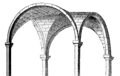Vaults Arched ceiling or roof, usually in brick or stone Groin