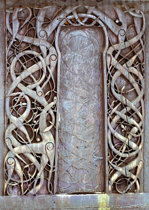 Wooden portal of the stave church at Urnes, Norway, ca.