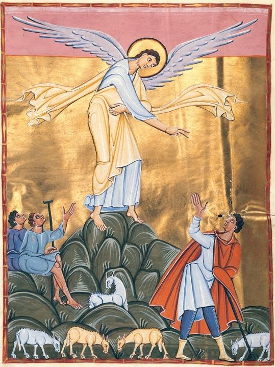 Annunciation to the Shepherds, folio in the Lectionary of Henry II, from