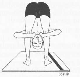 front of the feet, palms facing upwards. This is shown in the above figure. The fingers point towards the heels. This is one method.