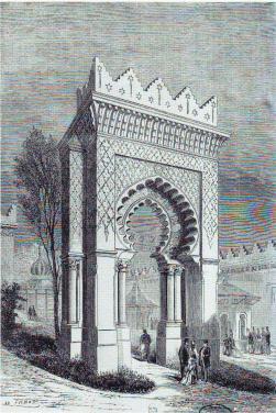 The Great Exhibition of 1851 in London, contained one of the most popular exhibits, a replica of the Alhambra Palace built inside the Crystal Palace (designed by the British architect Owen Jones).